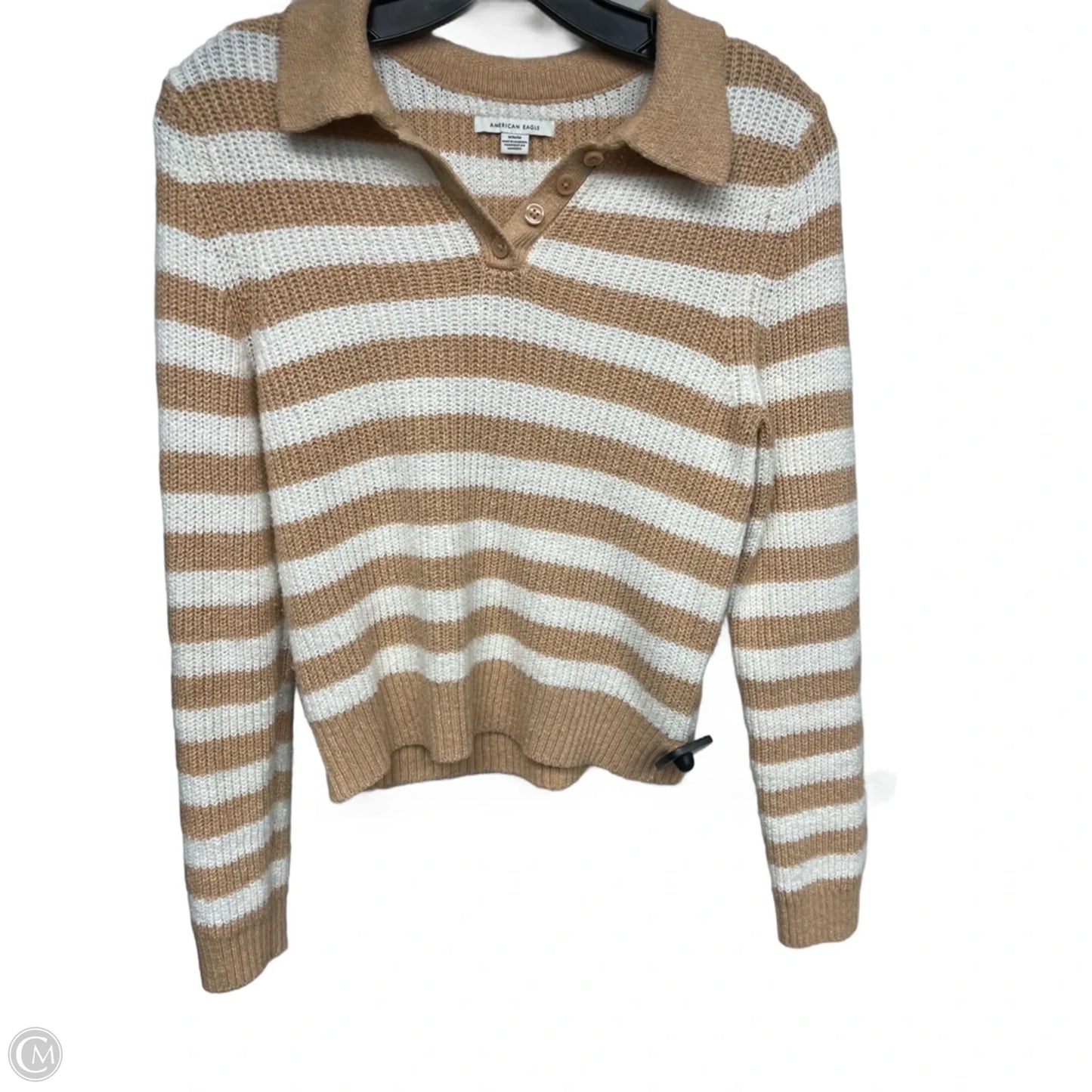 Sweater By American Eagle In Tan & White, Size: M