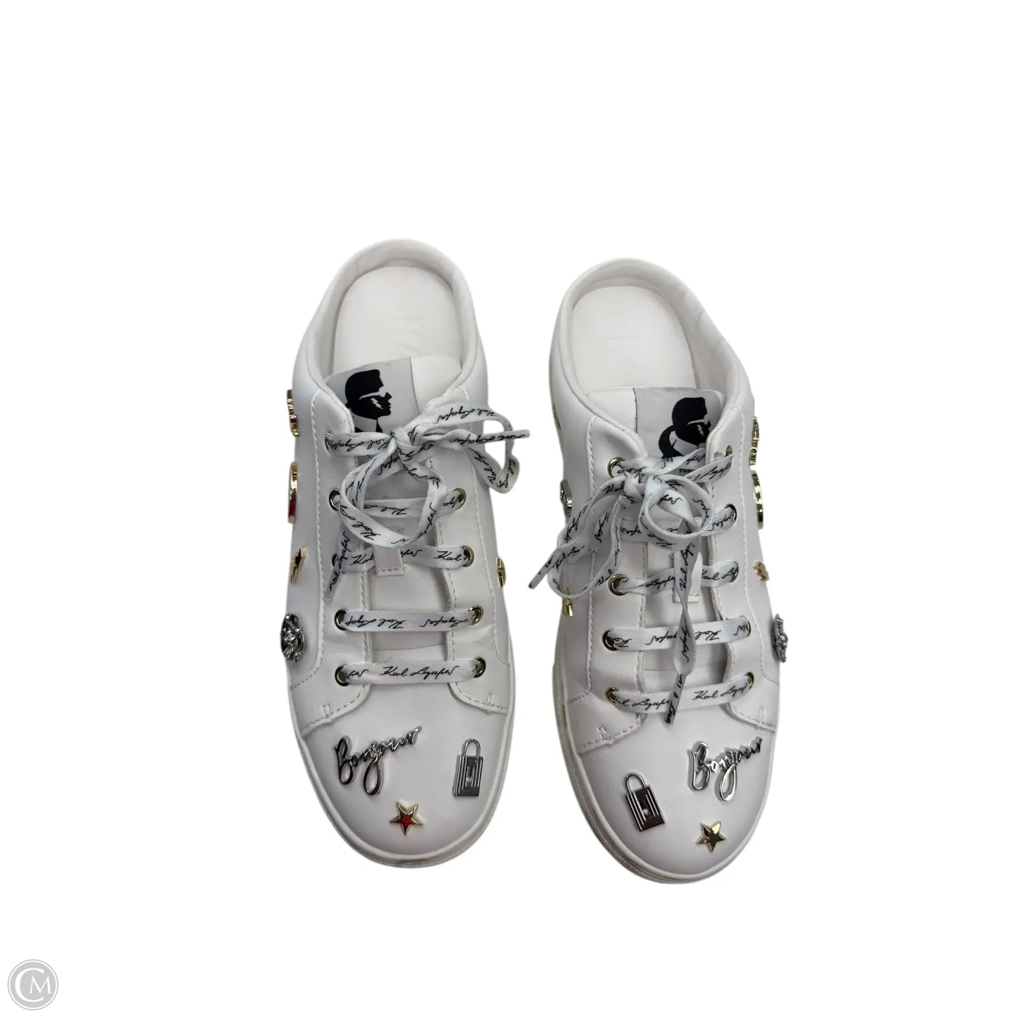 Shoes Designer By Karl Lagerfeld In White, Size: 8