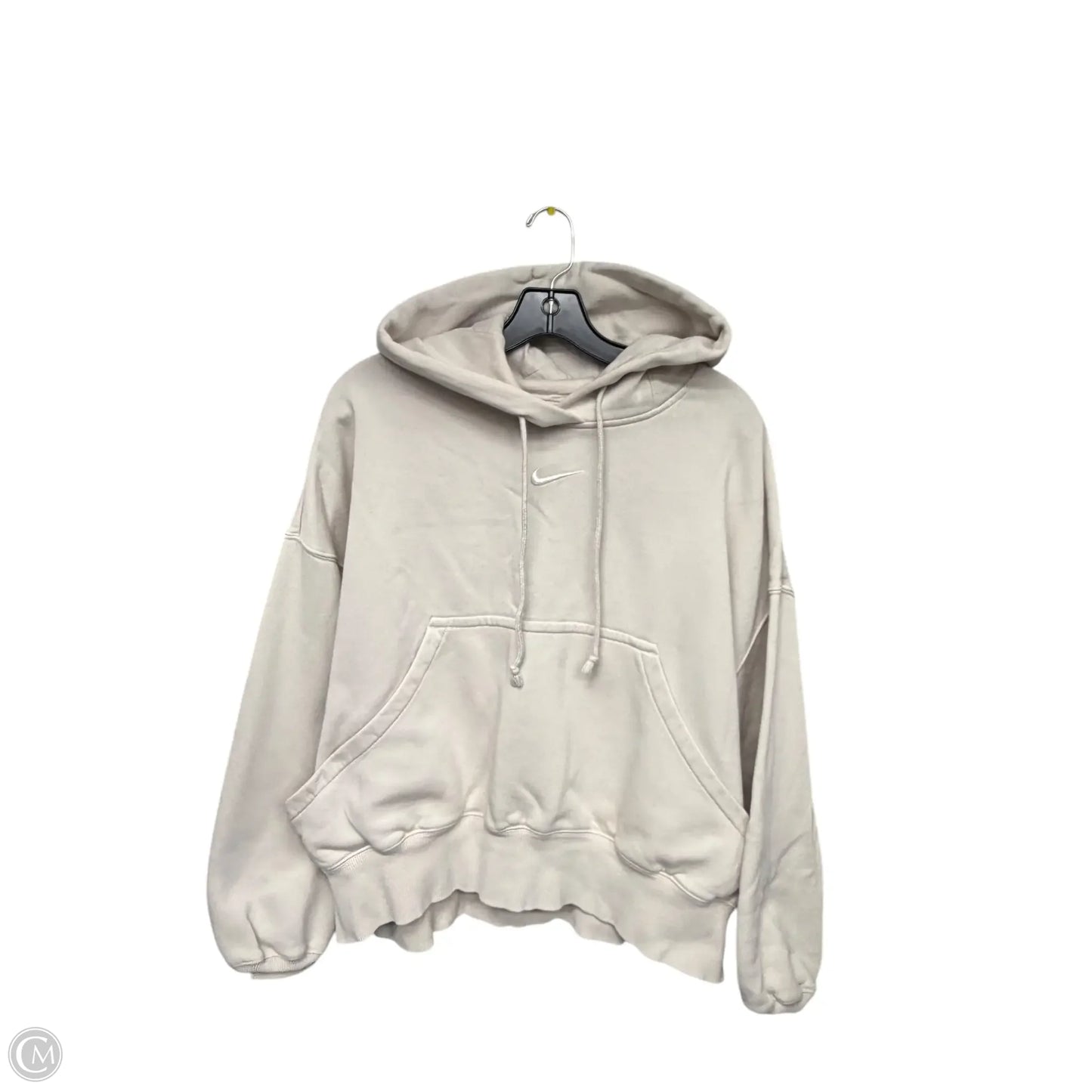 Athletic Sweatshirt Hoodie By Nike Apparel In Cream, Size: M