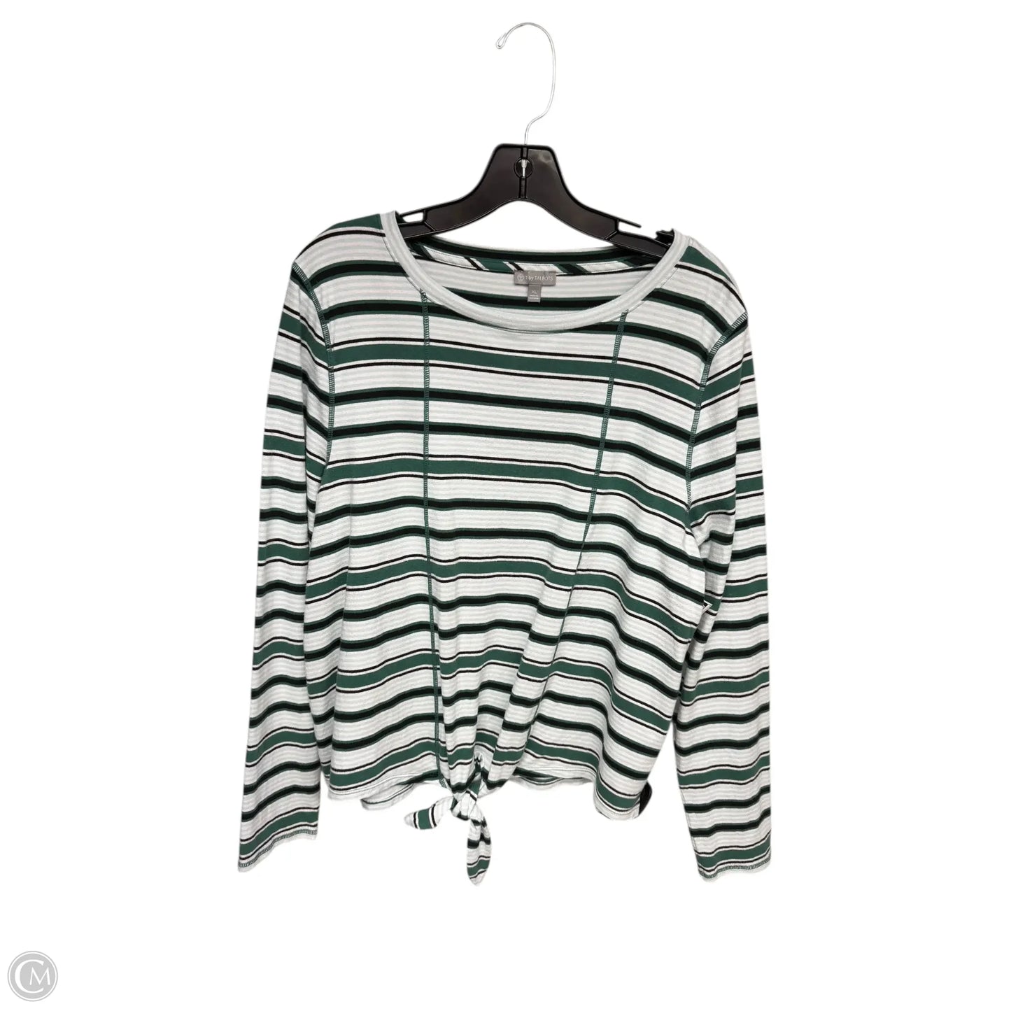 Top Long Sleeve By Talbots In Green & White, Size: Xl
