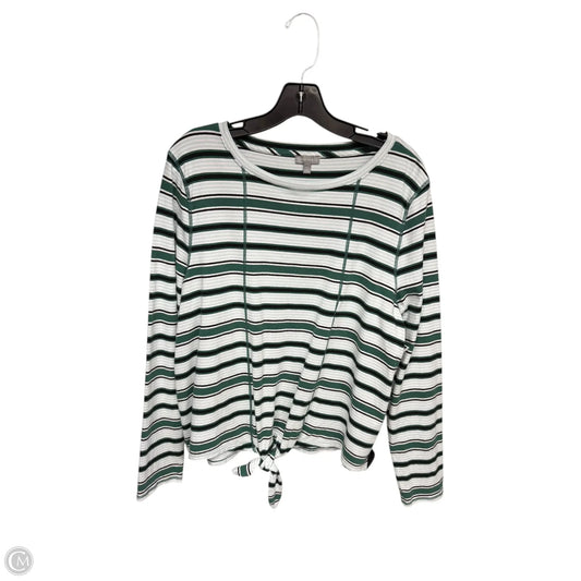 Top Long Sleeve By Talbots In Green & White, Size: Xl
