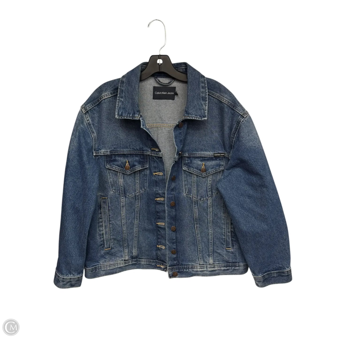 Jacket Denim By Calvin Klein In Blue Denim, Size: L