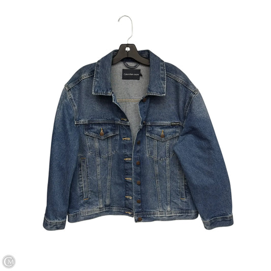 Jacket Denim By Calvin Klein In Blue Denim, Size: L