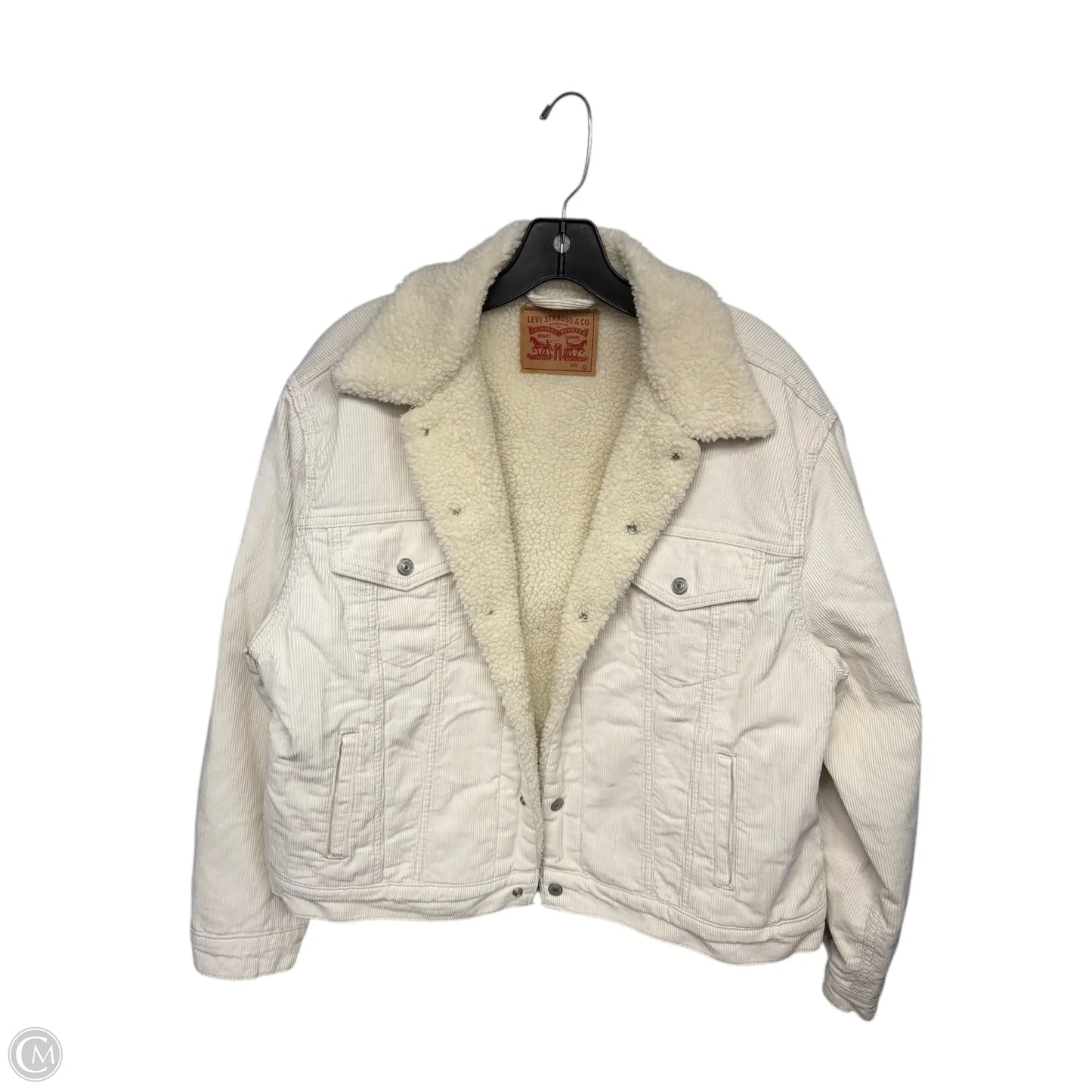 Coat Faux Fur & Sherpa By Levis In Cream, Size: Xl