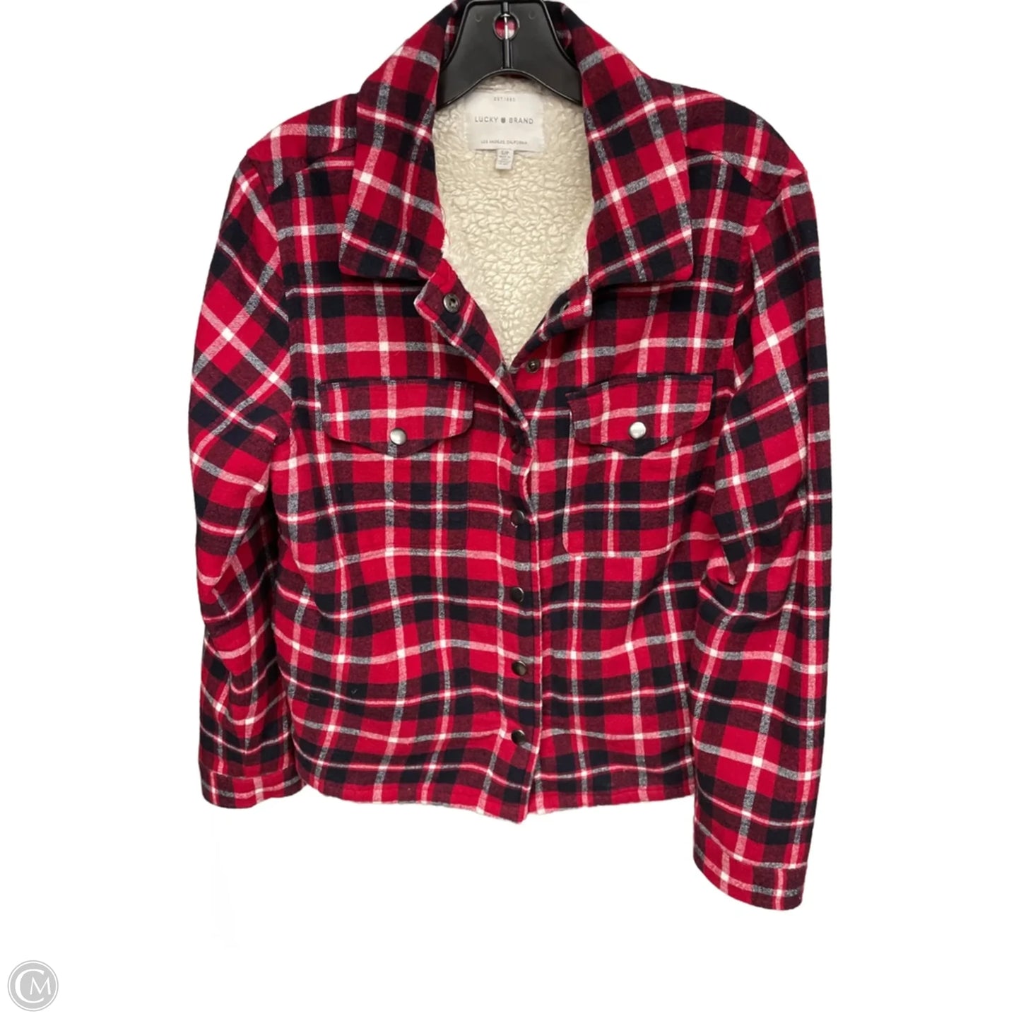 Jacket Shirt By Lucky Brand In Plaid Pattern, Size: S