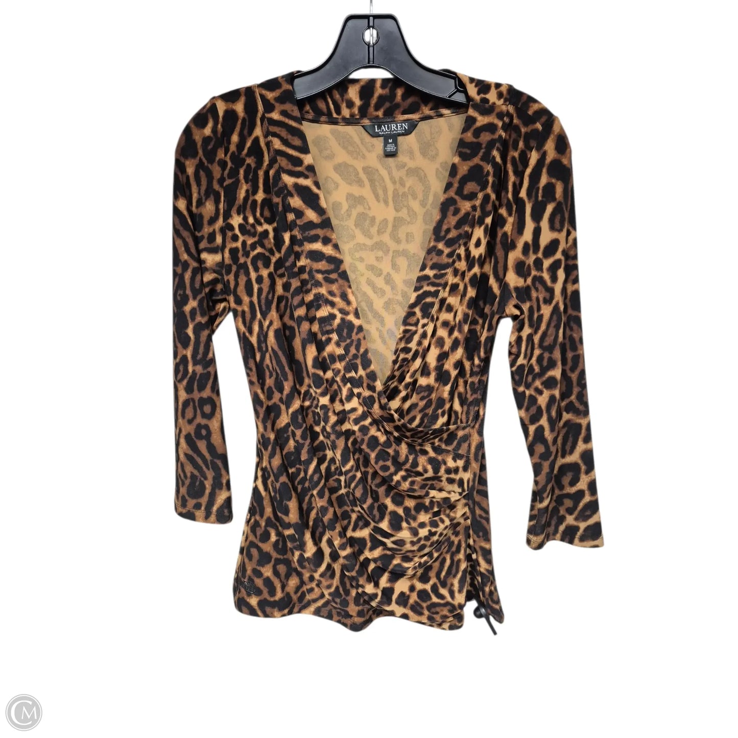 Top 3/4 Sleeve By Lauren By Ralph Lauren In Animal Print, Size: M