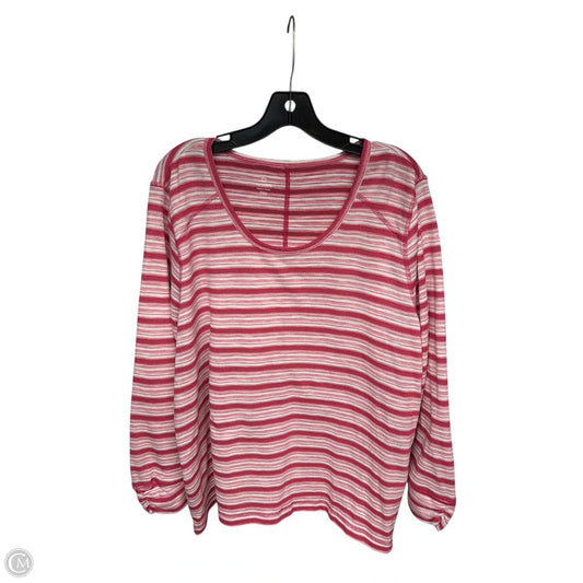 Top Long Sleeve By Talbots In Pink & White, Size: 3x
