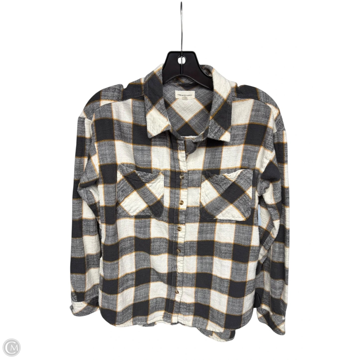 Top Long Sleeve By Thread And Supply In Grey & White, Size: S