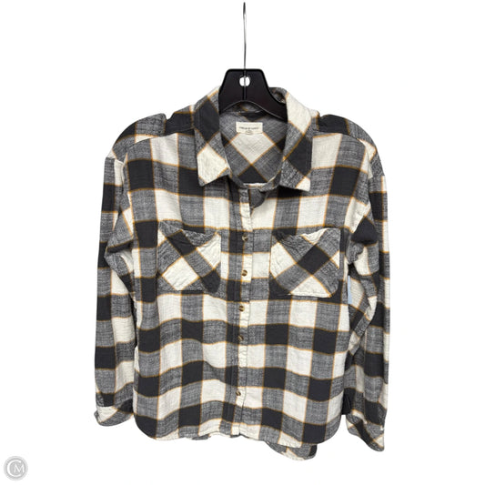Top Long Sleeve By Thread And Supply In Grey & White, Size: S
