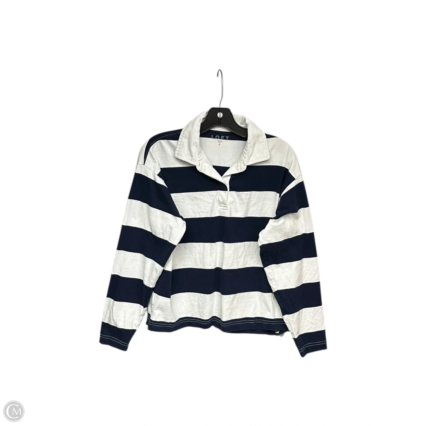 Top Long Sleeve By Loft In Blue & White, Size: S