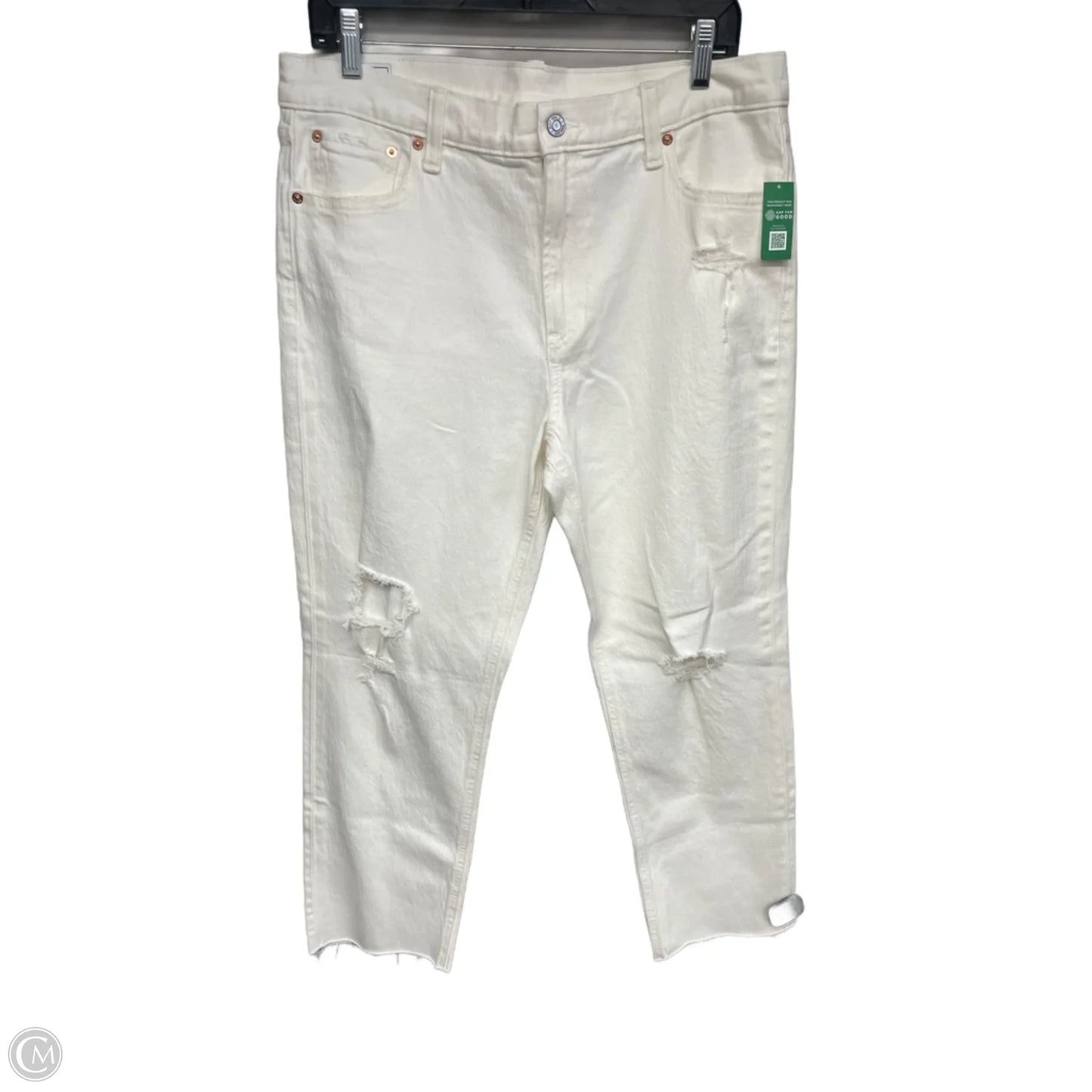 Jeans Straight By Gap In White Denim, Size: 14