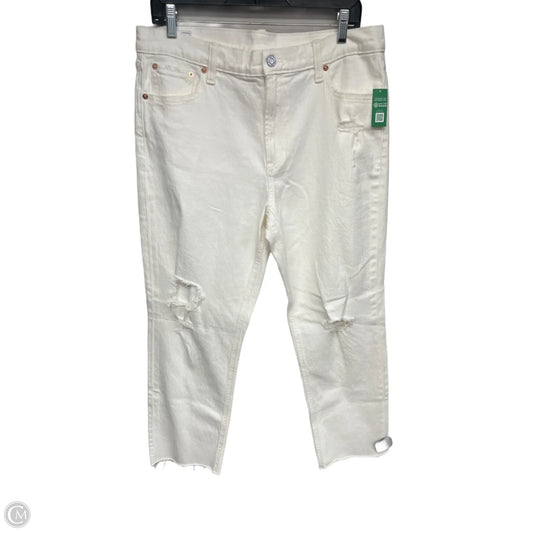 Jeans Straight By Gap In White Denim, Size: 14