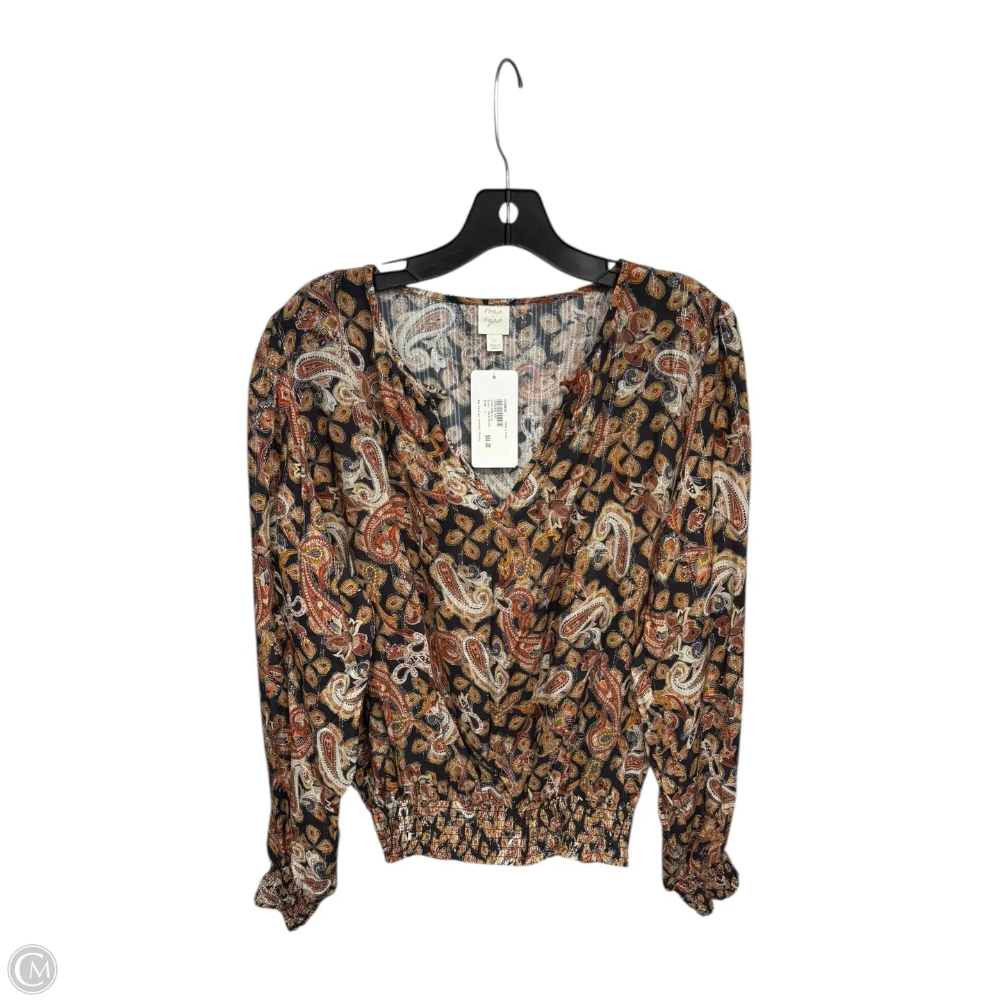 Top Long Sleeve By Evereve In Paisley Print, Size: L