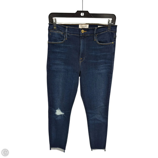 Jeans Skinny By Frame In Blue Denim, Size: 30