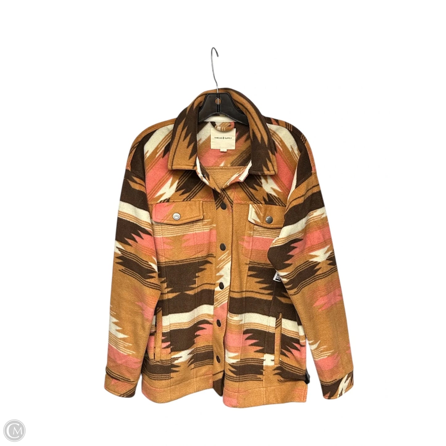 Jacket Fleece By Thread And Supply In Orange & Pink, Size: M
