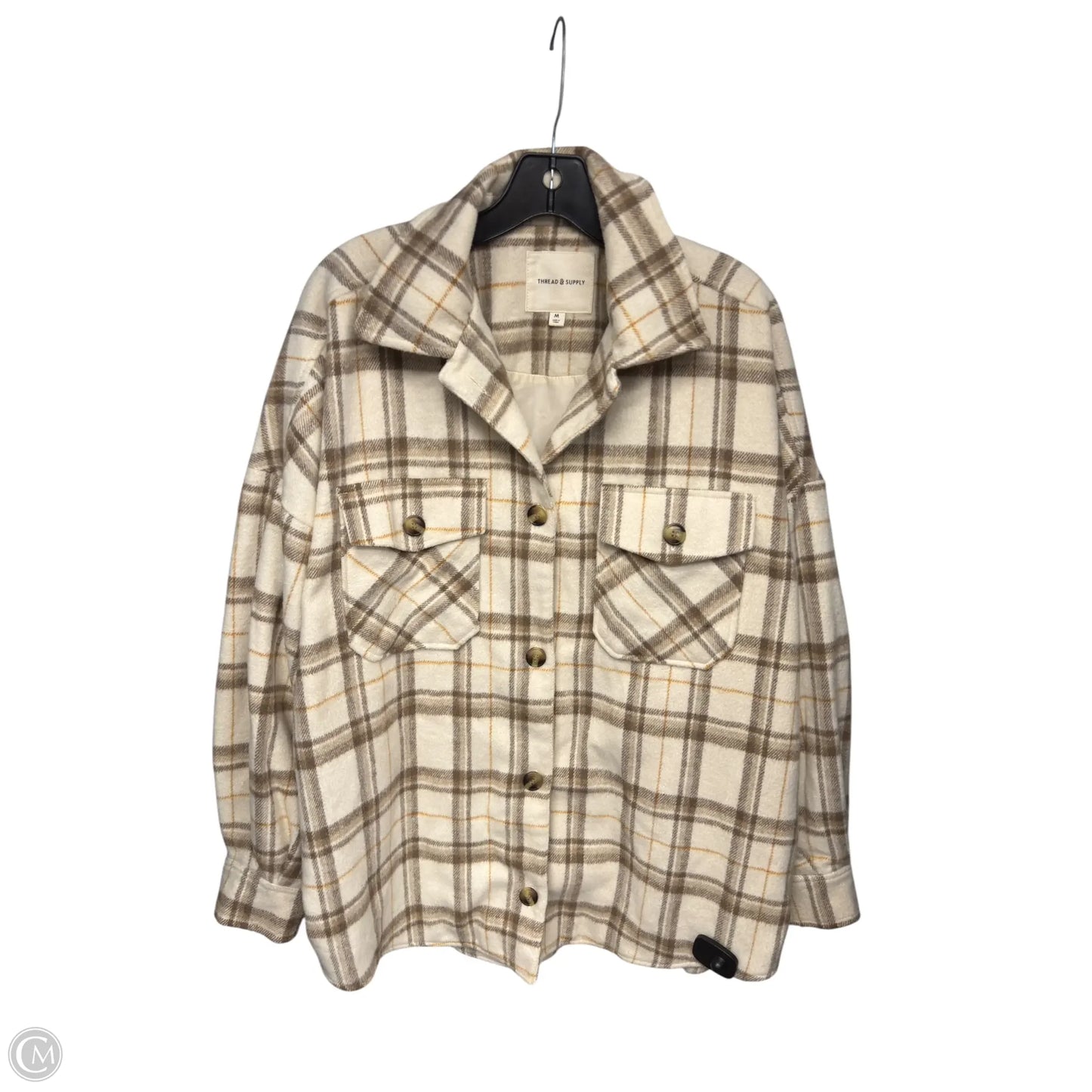 Jacket Shirt By Thread And Supply In Cream & Tan, Size: M