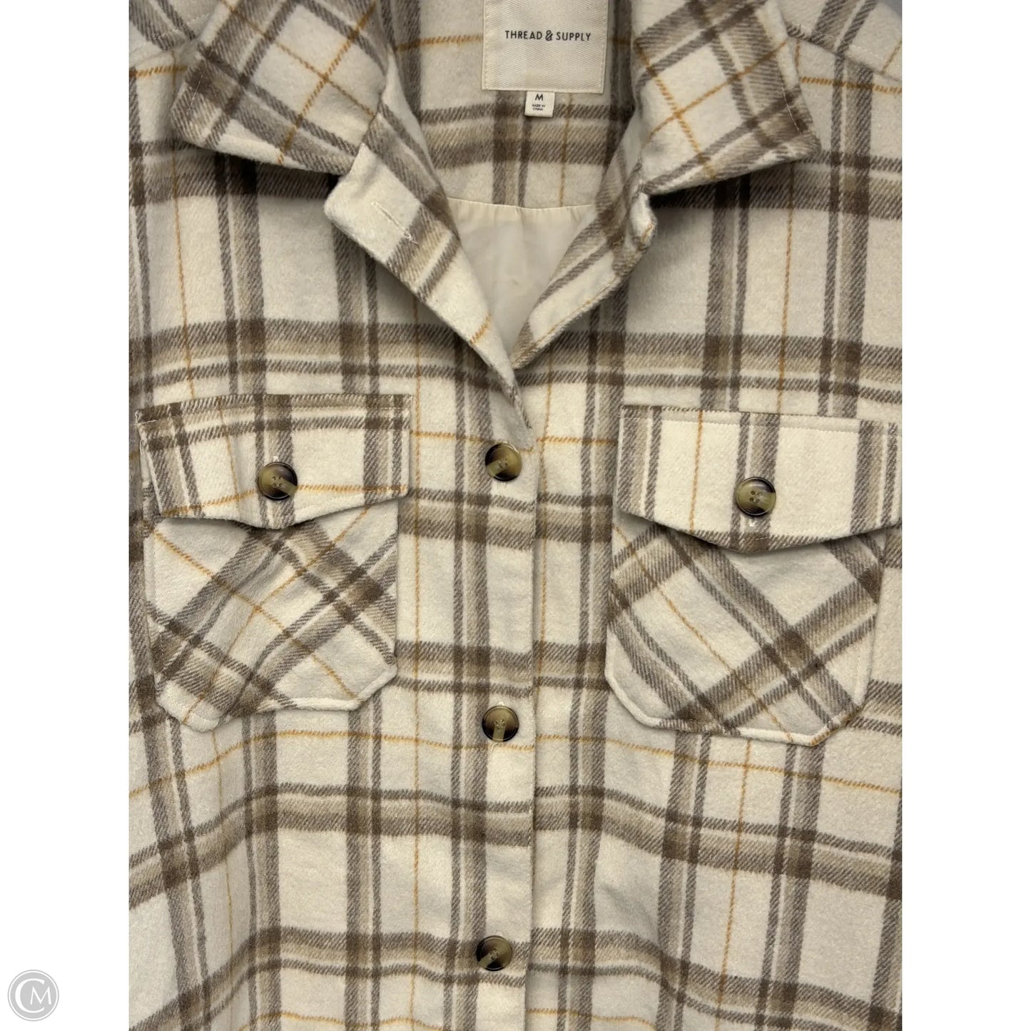 Jacket Shirt By Thread And Supply In Cream & Tan, Size: M