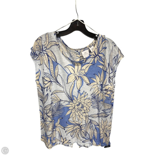Top Short Sleeve Designer By Halston In Blue & White, Size: Xl