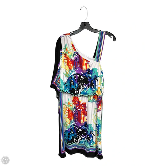 Dress Casual Midi By Clothes Mentor In Purple & White, Size: 1x