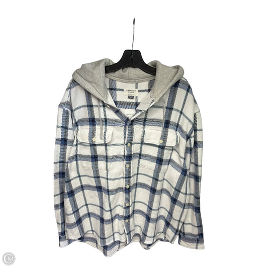 Jacket Shirt By American Eagle In Blue & White, Size: Xl