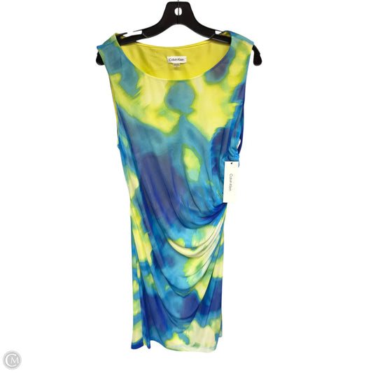 Dress Party Midi By Calvin Klein In Blue & Yellow, Size: 16