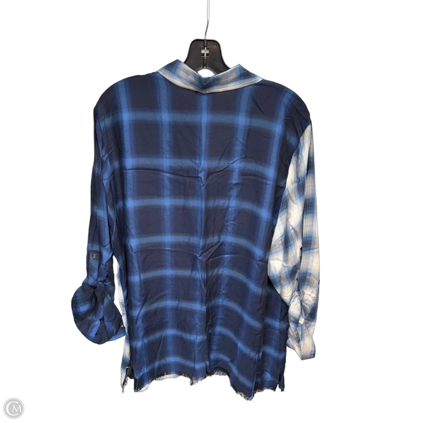 Top Long Sleeve By Vince Camuto In Blue & White, Size: 2x