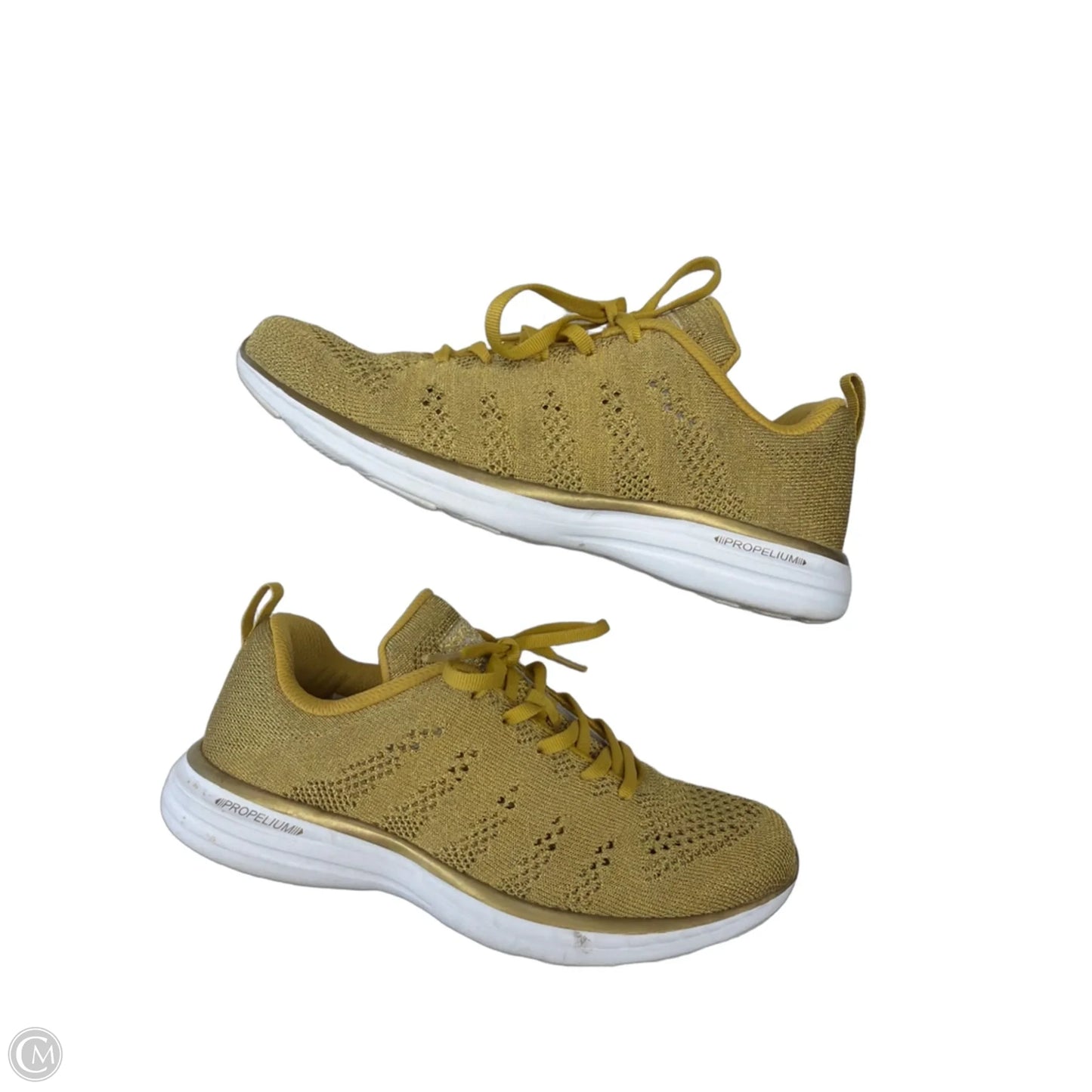 Shoes Designer By Apl In Gold, Size: 8.5