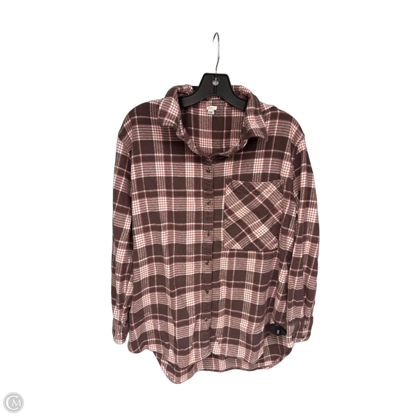 Top Long Sleeve By Aerie In Pink & Purple, Size: M