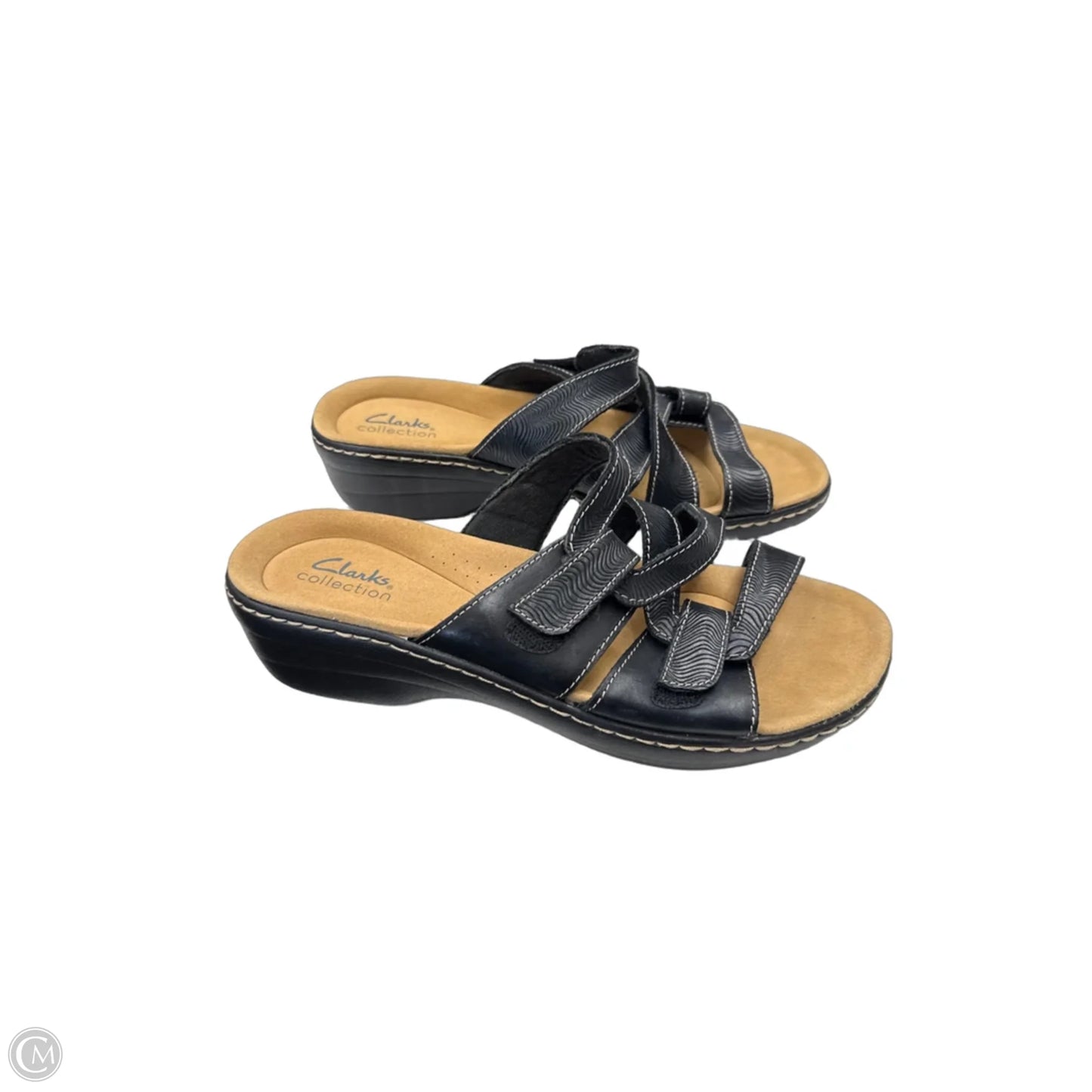 Sandals Flats By Clarks In Black, Size: 9.5