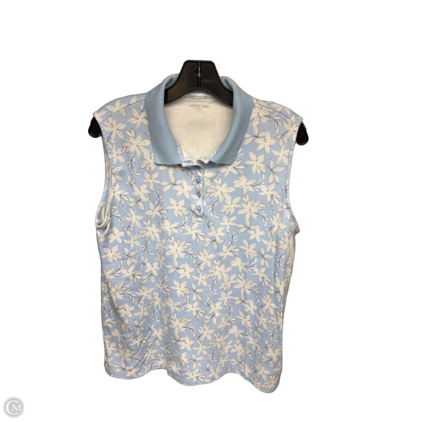 Top Sleeveless By Lands End In Blue & White, Size: Xl