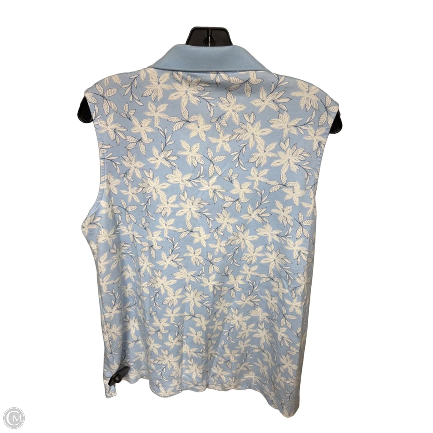 Top Sleeveless By Lands End In Blue & White, Size: Xl