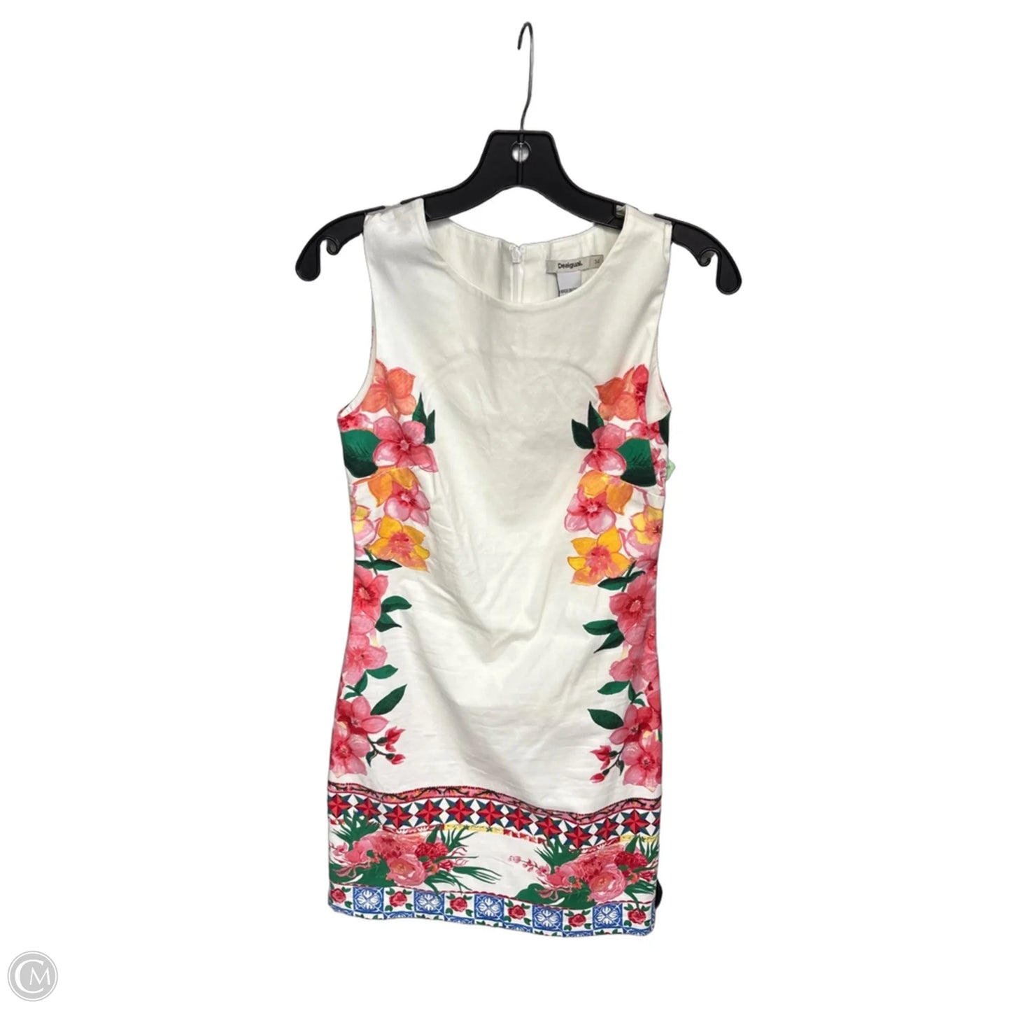 Dress Casual Midi By Desigual In Pink & White, Size: S