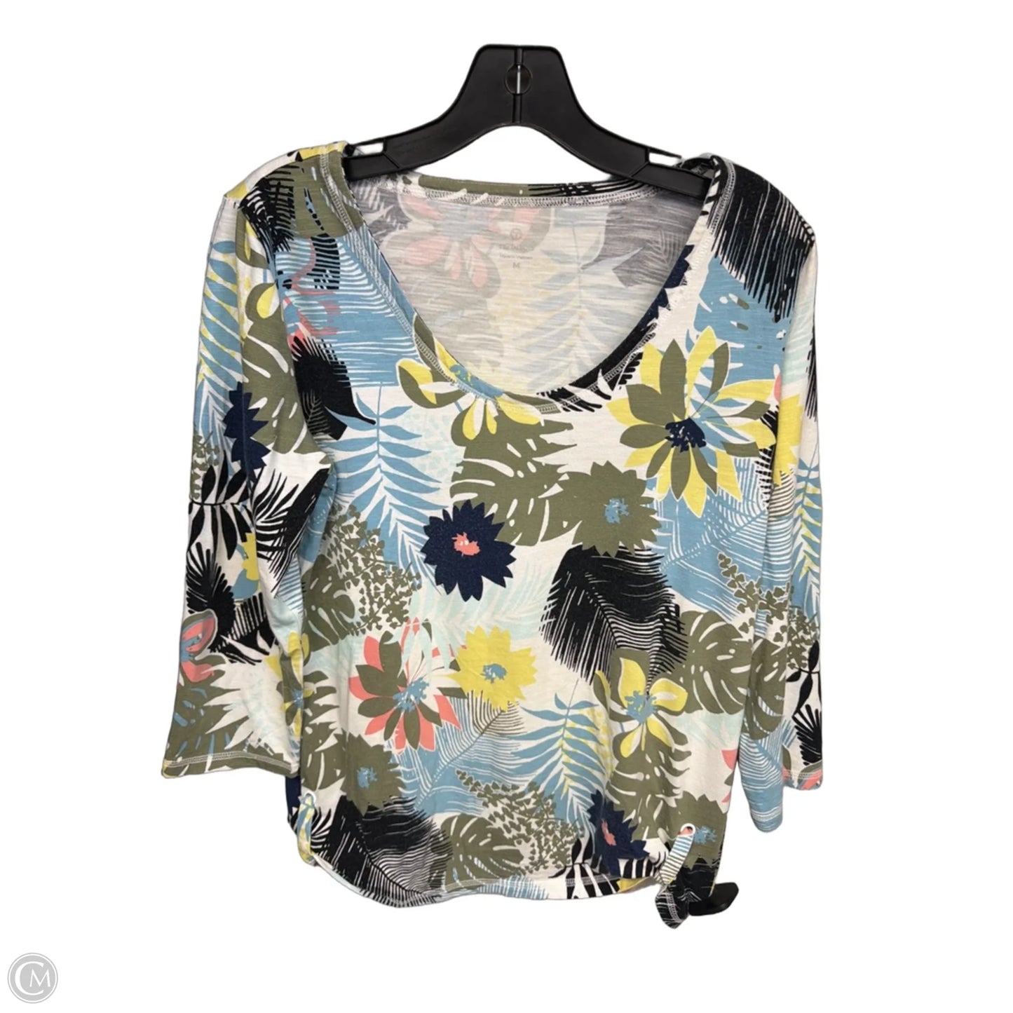 Top 3/4 Sleeve By Talbots In Tropical Print, Size: M