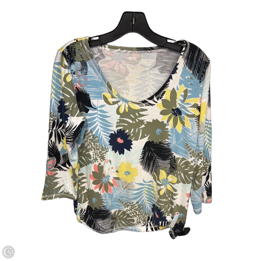 Top 3/4 Sleeve By Talbots In Tropical Print, Size: M