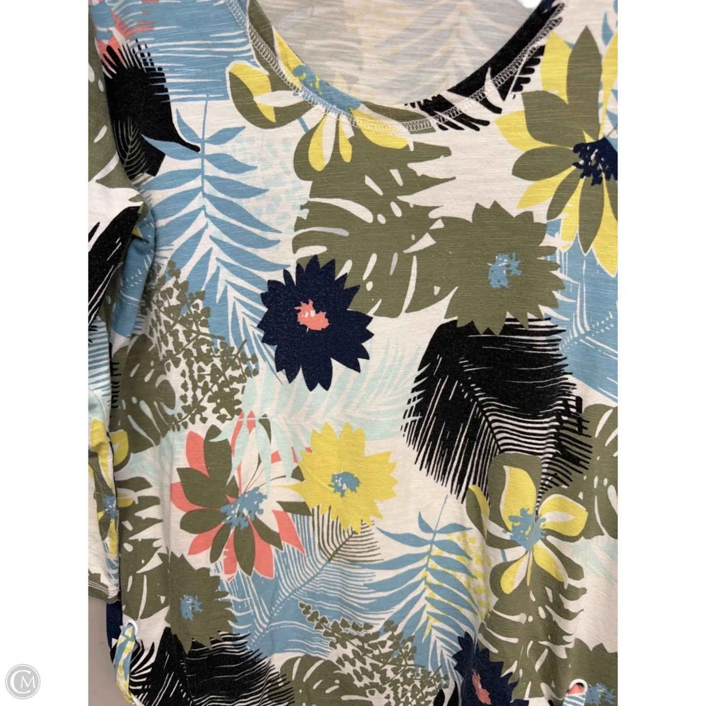 Top 3/4 Sleeve By Talbots In Tropical Print, Size: M