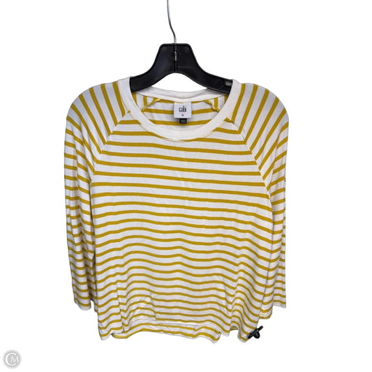 Top Long Sleeve By Cabi In White & Yellow, Size: Xs