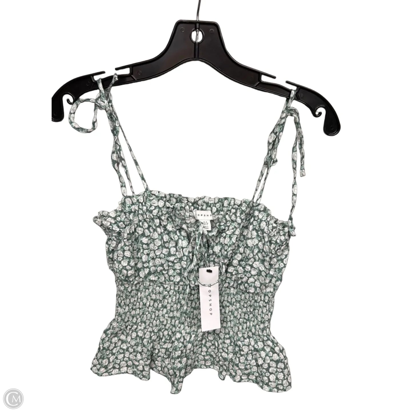 Top Sleeveless By Top Shop In Green & White, Size: 4