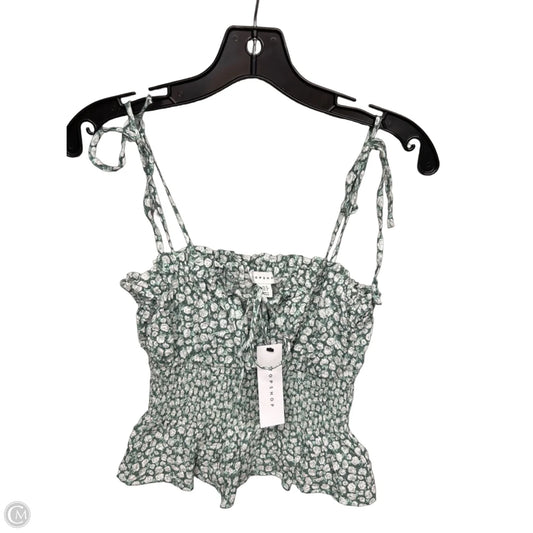 Top Sleeveless By Top Shop In Green & White, Size: 4