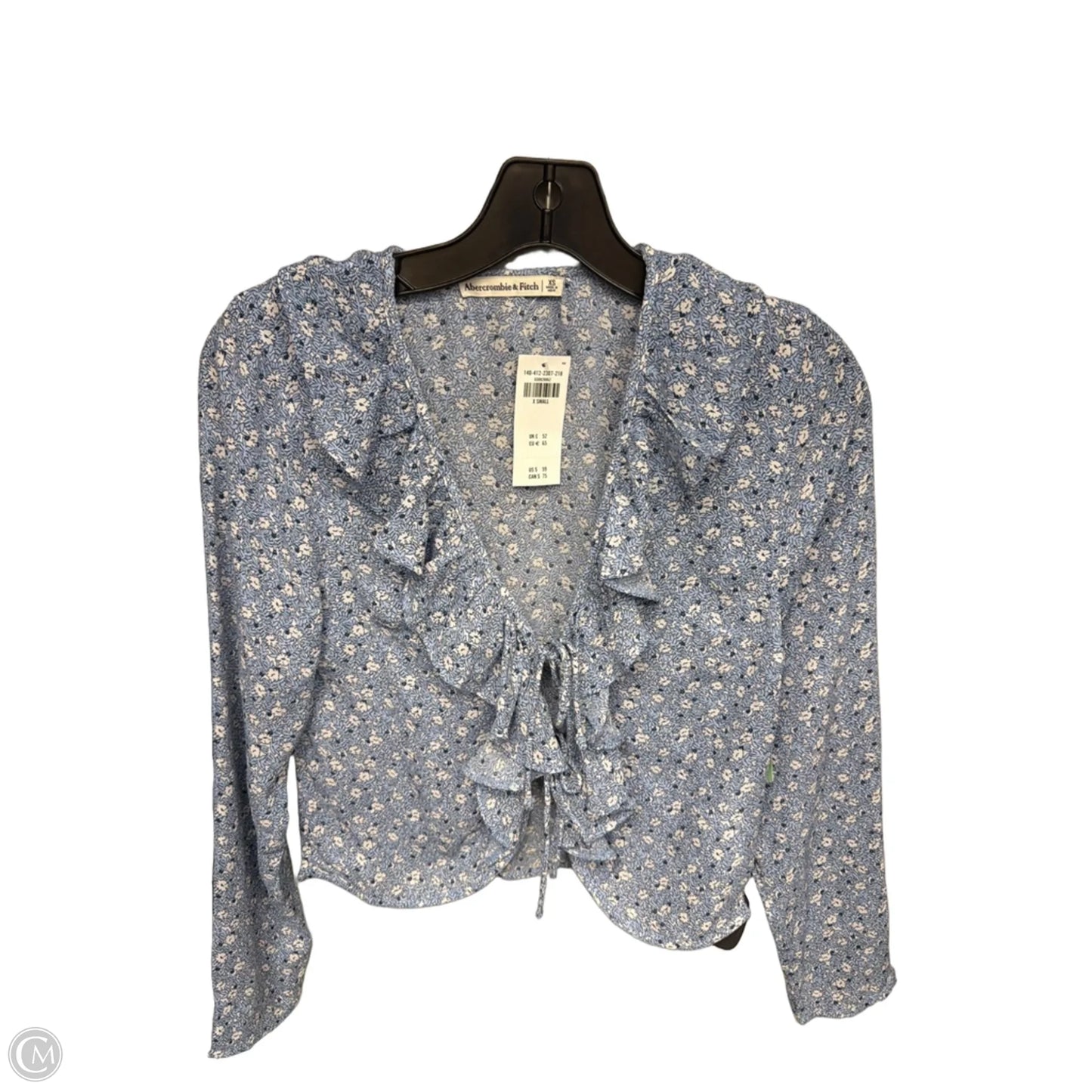 Top Long Sleeve By Abercrombie And Fitch In Blue & White, Size: Xs