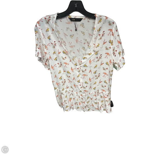 Top Short Sleeve By Clothes Mentor In Orange & White