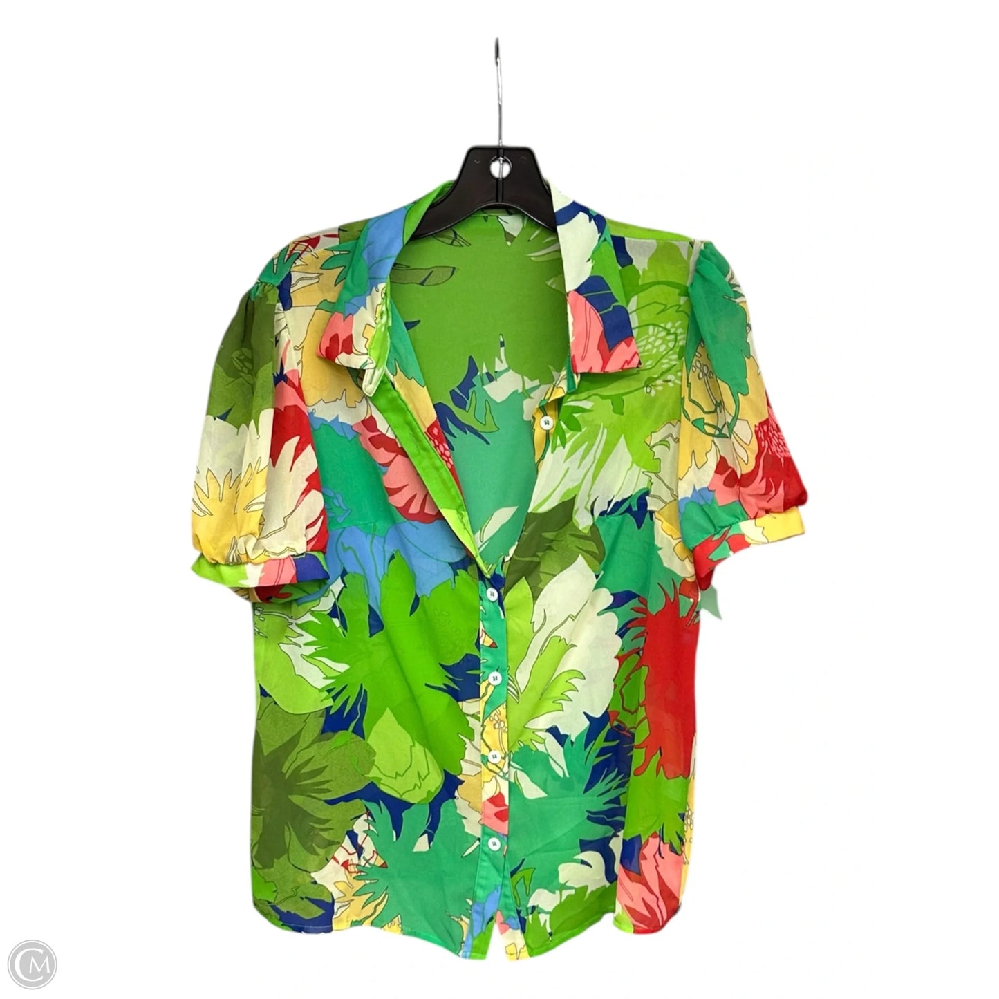 Top Short Sleeve By Shein In Green, Size: L