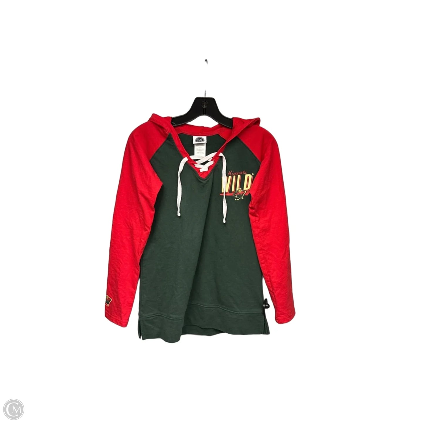 Athletic Sweatshirt Hoodie By Nhl In Green & Red, Size: S