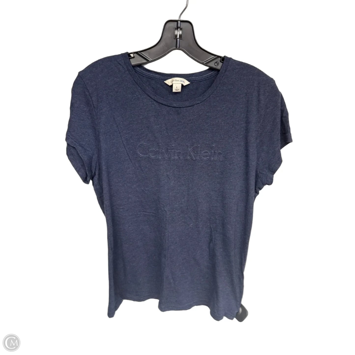 Top Short Sleeve By Calvin Klein In Navy, Size: L