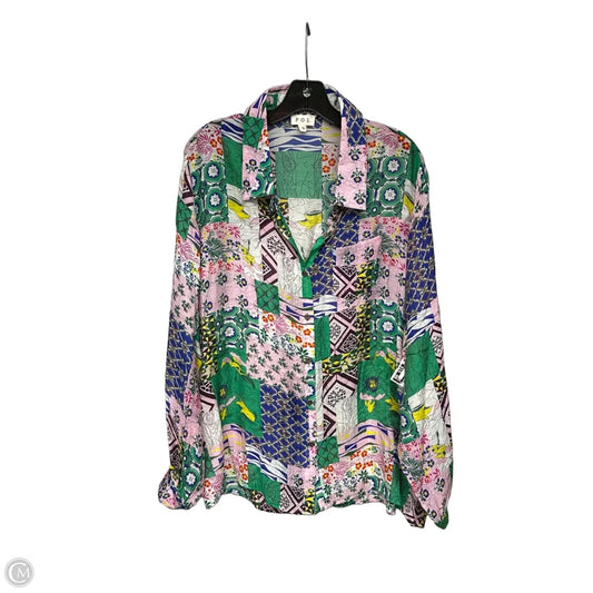 Top Long Sleeve By Pol In Green & Pink, Size: S