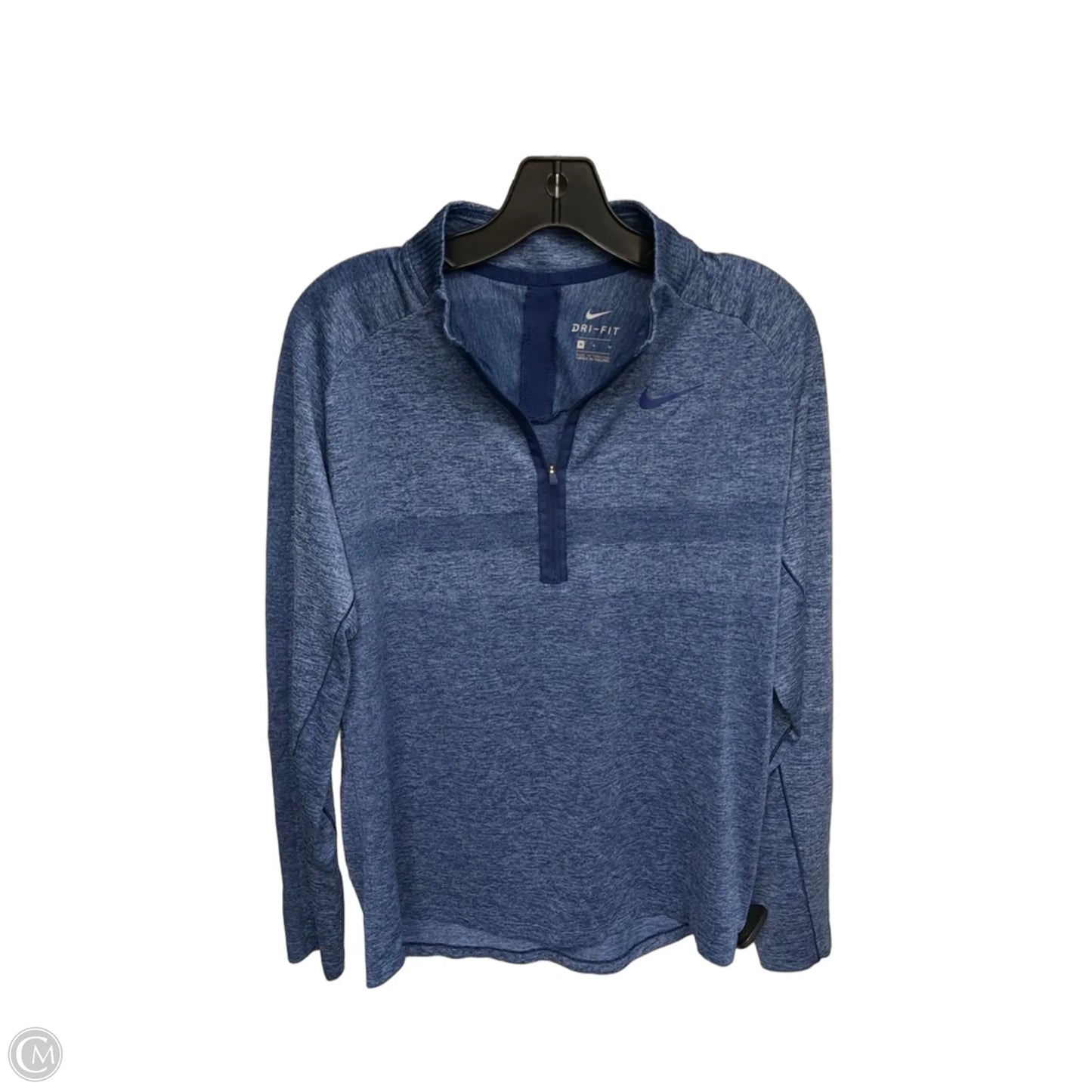 Athletic Top Long Sleeve Collar By Nike Apparel In Blue, Size: M
