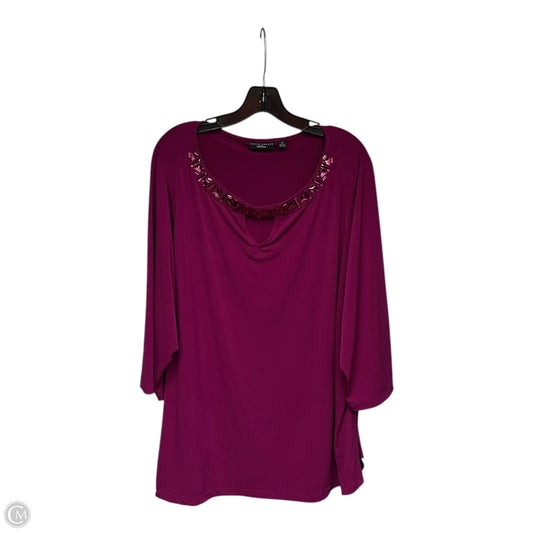 Top 3/4 Sleeve By Susan Graver In Rainbow Print, Size: 3x