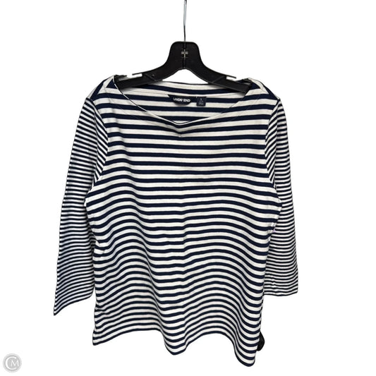 Top Long Sleeve By Lands End In Blue & White, Size: L