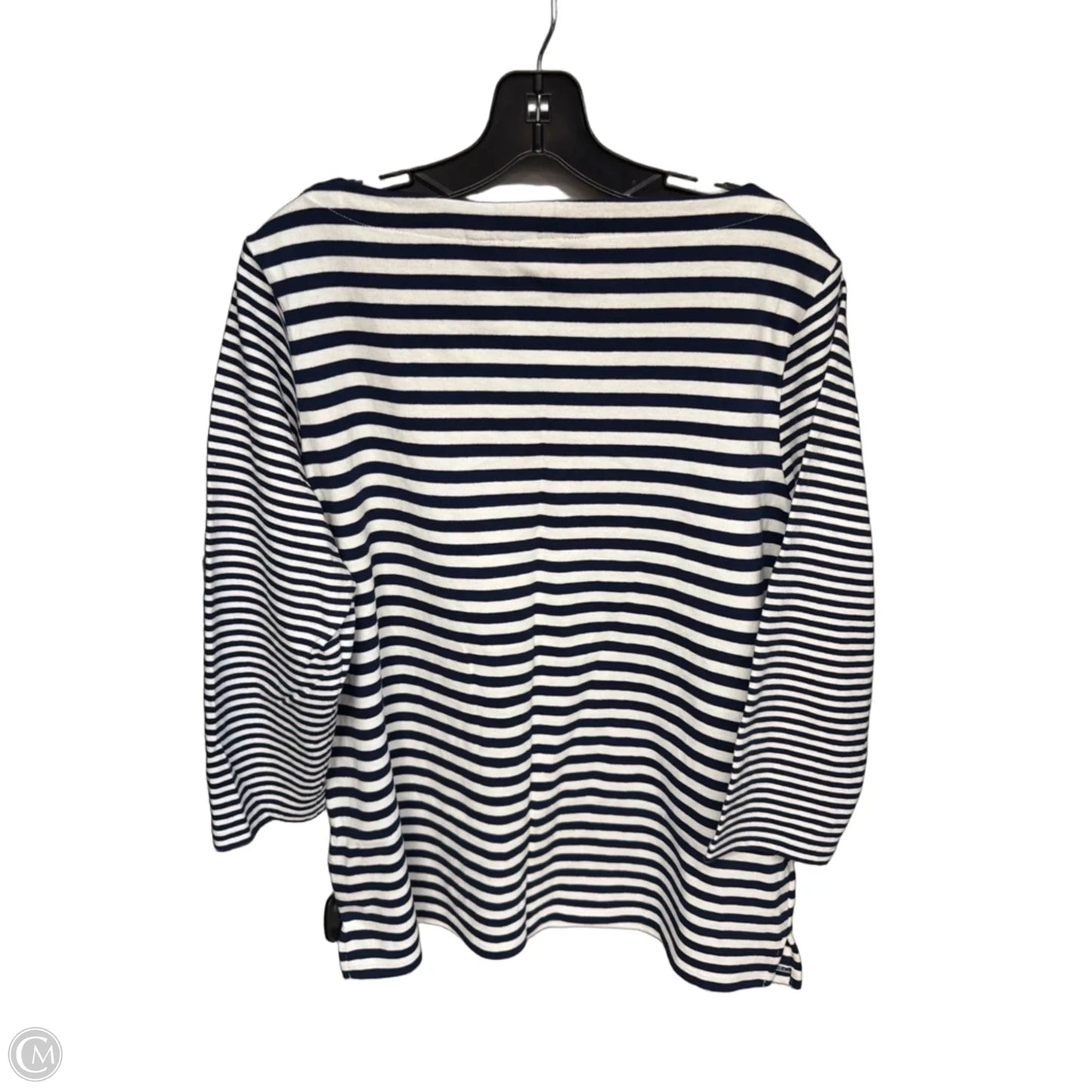 Top Long Sleeve By Lands End In Blue & White, Size: L