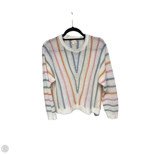 Sweater By Hem & Thread In White & Yellow, Size: M