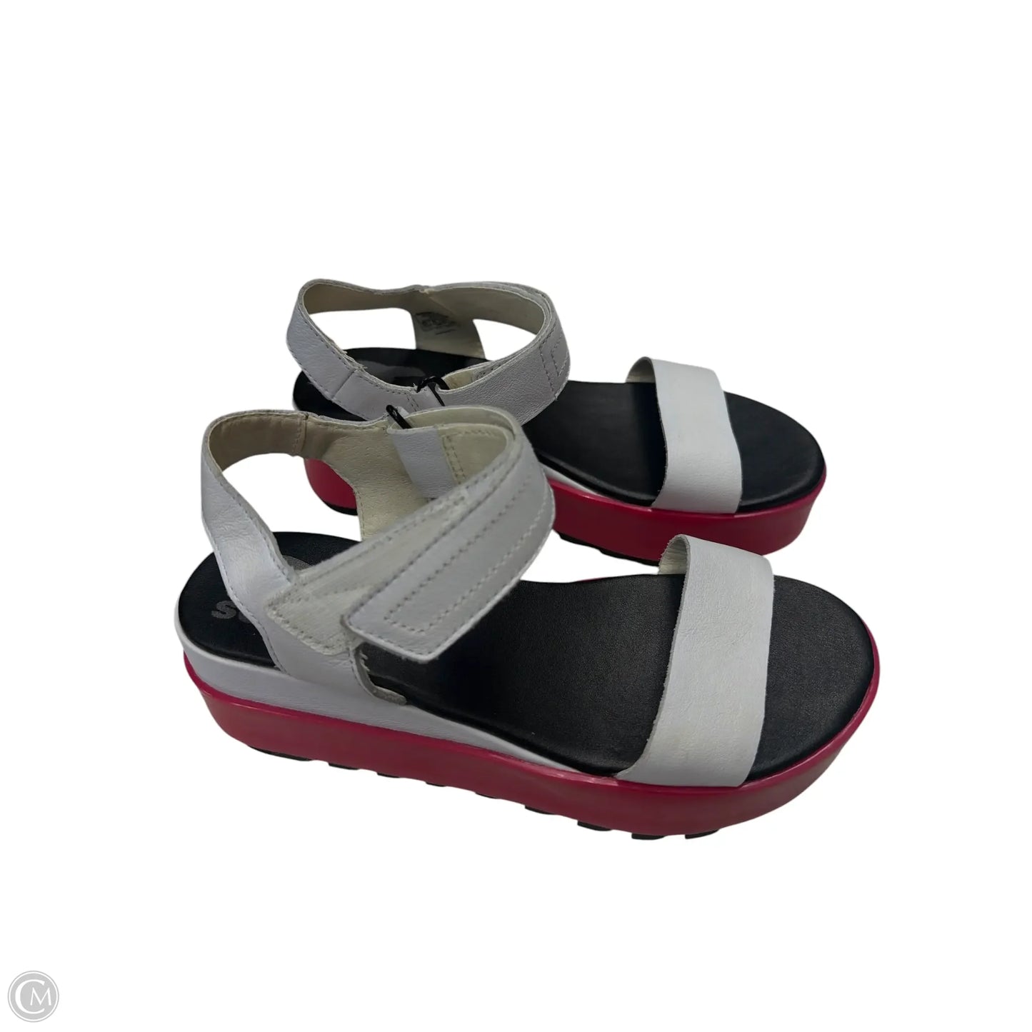 Sandals Heels Platform By Sorel In Pink & White, Size: 5.5